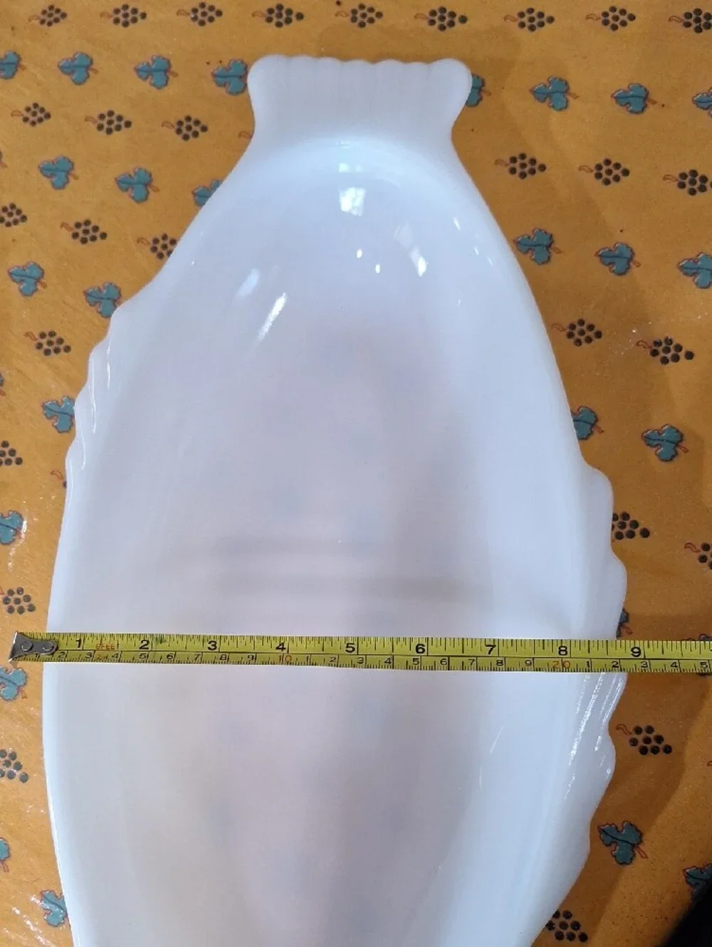 Vintage GlasBake white milk glass fish-shaped serving platter